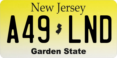 NJ license plate A49LND