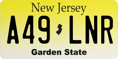 NJ license plate A49LNR