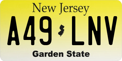 NJ license plate A49LNV