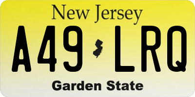 NJ license plate A49LRQ