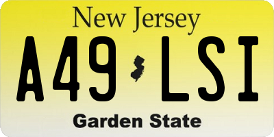 NJ license plate A49LSI
