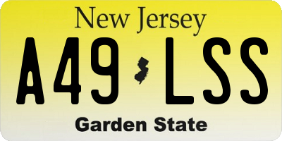 NJ license plate A49LSS