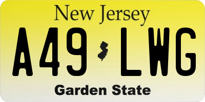 NJ license plate A49LWG