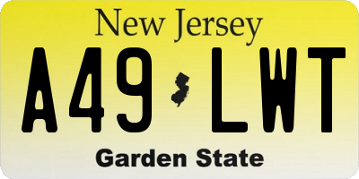 NJ license plate A49LWT