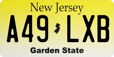NJ license plate A49LXB
