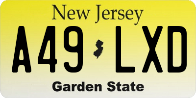 NJ license plate A49LXD