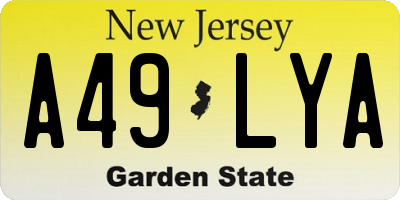 NJ license plate A49LYA