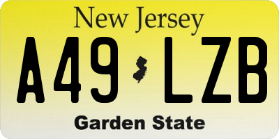 NJ license plate A49LZB