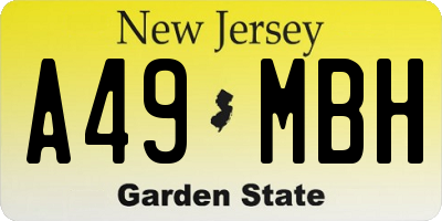 NJ license plate A49MBH