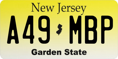 NJ license plate A49MBP