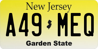 NJ license plate A49MEQ