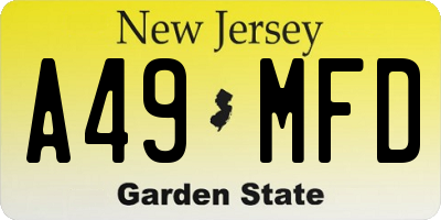 NJ license plate A49MFD