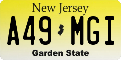 NJ license plate A49MGI