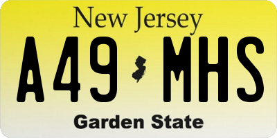 NJ license plate A49MHS