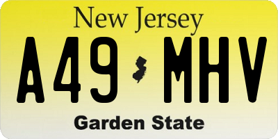 NJ license plate A49MHV