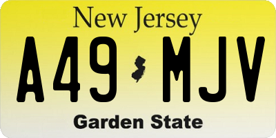 NJ license plate A49MJV