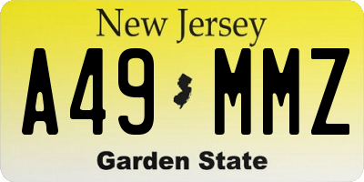 NJ license plate A49MMZ