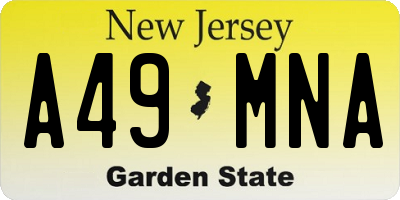 NJ license plate A49MNA