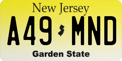 NJ license plate A49MND