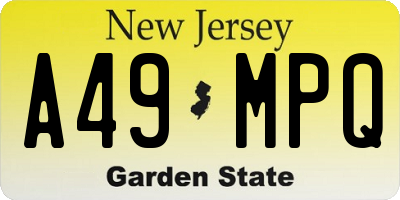NJ license plate A49MPQ
