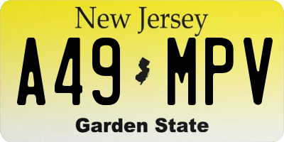 NJ license plate A49MPV