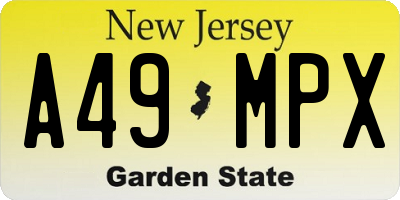 NJ license plate A49MPX