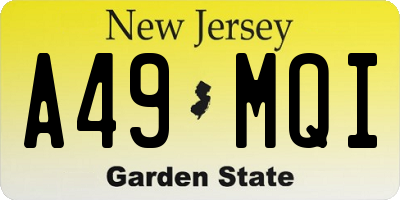 NJ license plate A49MQI
