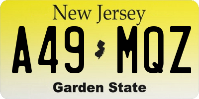 NJ license plate A49MQZ