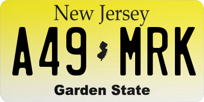 NJ license plate A49MRK