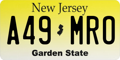 NJ license plate A49MRO