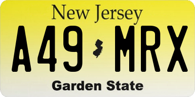 NJ license plate A49MRX
