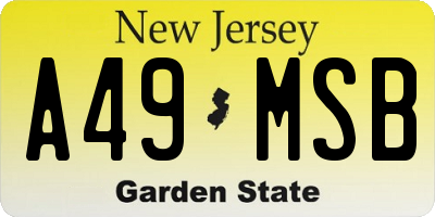 NJ license plate A49MSB