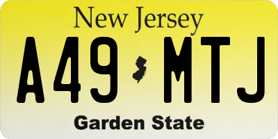 NJ license plate A49MTJ