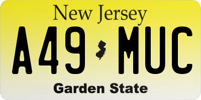 NJ license plate A49MUC