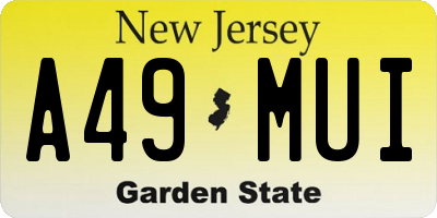 NJ license plate A49MUI