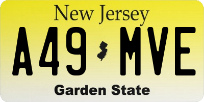 NJ license plate A49MVE