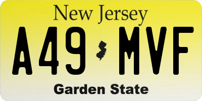 NJ license plate A49MVF