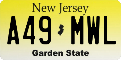 NJ license plate A49MWL