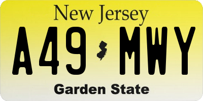 NJ license plate A49MWY