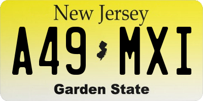 NJ license plate A49MXI
