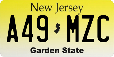NJ license plate A49MZC