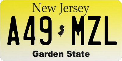 NJ license plate A49MZL