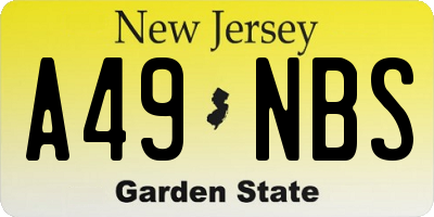 NJ license plate A49NBS
