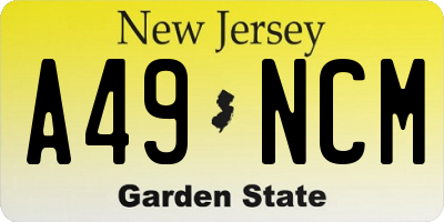 NJ license plate A49NCM