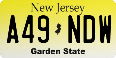 NJ license plate A49NDW
