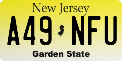 NJ license plate A49NFU