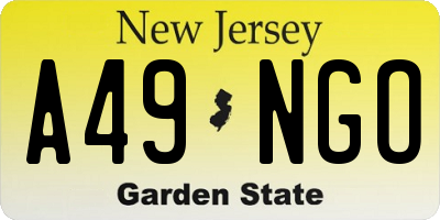 NJ license plate A49NGO
