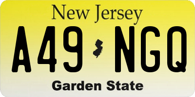 NJ license plate A49NGQ