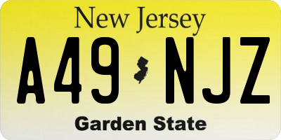 NJ license plate A49NJZ