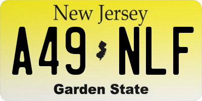 NJ license plate A49NLF